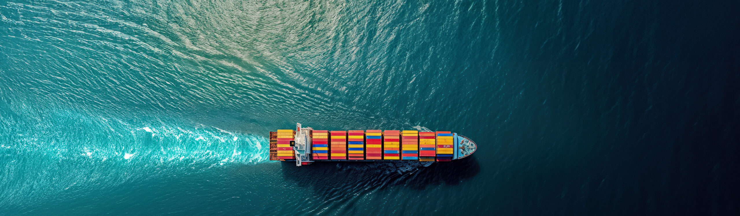 Aerial view of a container ship under way (Japan to Haiphong, 40HC ocean freight)