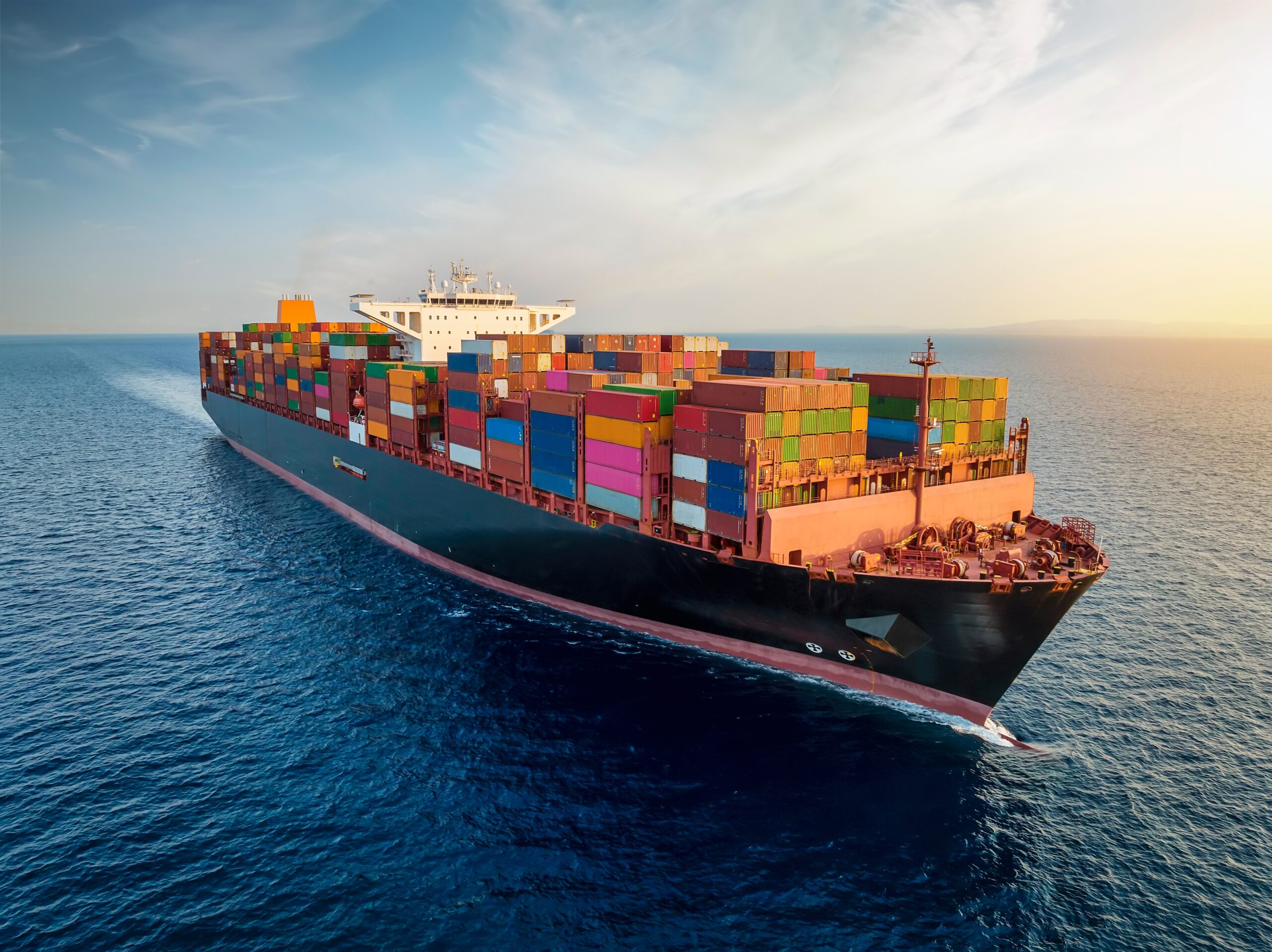 Container ship at sea, illustrating cross-trade shipments
